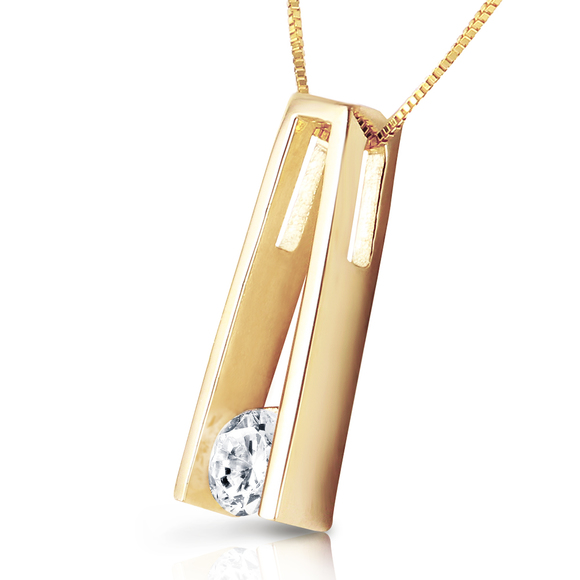 14K. SOLID GOLD NECKLACE WITH NATURAL 0.25 CT. DIAMOND (Yellow Gold) - Picture 2 of 3